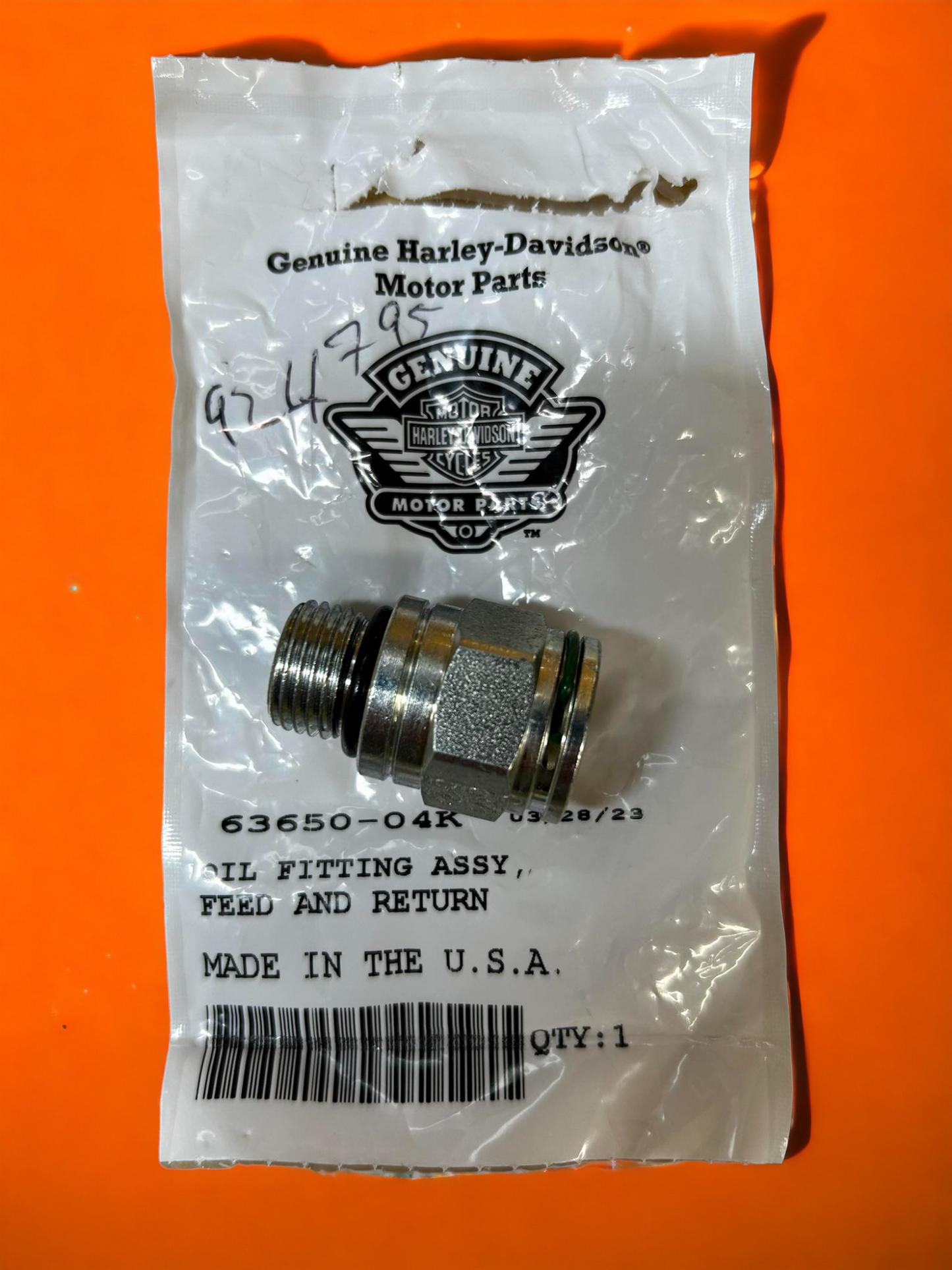 V Rod Oil Line Fitting Ass Feed & Return HD Part #63650-04K