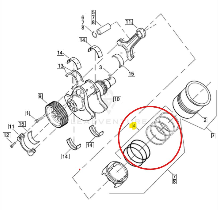 Vrod 1250 Piston Ring Kit 1250 Motors Harley Davidson Part# 22919-05K