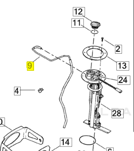 V Rod Fuel Tank Tube Assembly Tank to Atmosphere